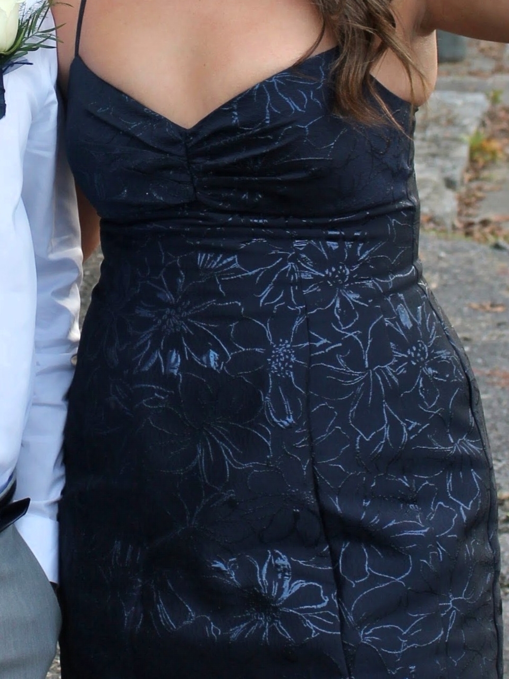 Blondie Nites Black Floral Strapless Sheath Dress